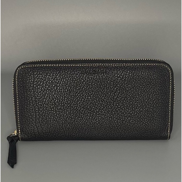 BVLGARI Black Long Leather Zip Around Wallet Unisex Luxury Pebbled Italy OS - Picture 3 of 11
